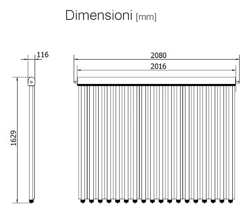Dimensioni del Collettore Solare UP-18 CPC per Tetto Piano