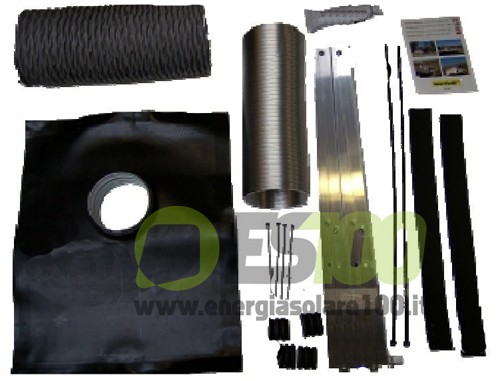 Kit Stufa Solare ad Aria Calda Area Max 80mq + Interruttore On/Off + Kit  staffe