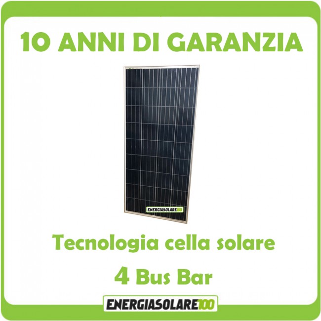 Pannello Solare Fotovoltaico 150W 12V Camper Barca Giardino impianto Baita  + Ebook