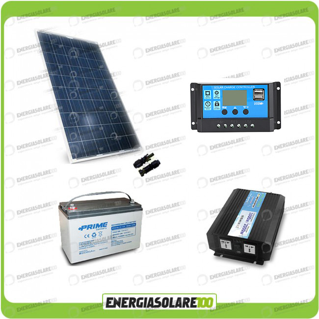 Kit Fotovoltaico Pannello Solare 12v 50w Pwm inverter 2000w