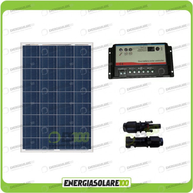 Kit Solare Camper 100W 12V regolatore di carica doppia batteria