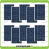 Set 10 Pannelli Solari Fotovoltaici 100W 12V Policristallino Pmax 1000W Baita Barca