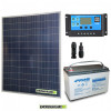 Kit Starter Plus-Pannello Solare 200W 12V Batteria AGM 100 Ah Regolatore PWM 20A NV20