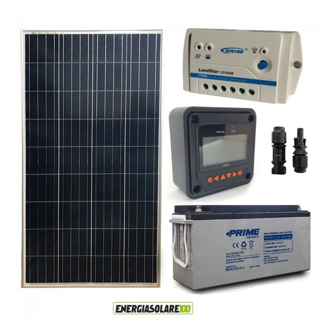 Kit placa solar fotovoltaico 150W 12V Batería 200Ah AGM Regulador