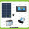 Kit solar fotovoltaico placa 100W 12V Batería AGM 100Ah inversor de onda pura 600W 