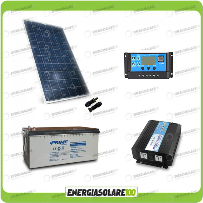 Kit chalet panneau solaire 200W convertisseur 1000W DC/AC 12V 220V batterie  AGM 200h régulateur EPsolar