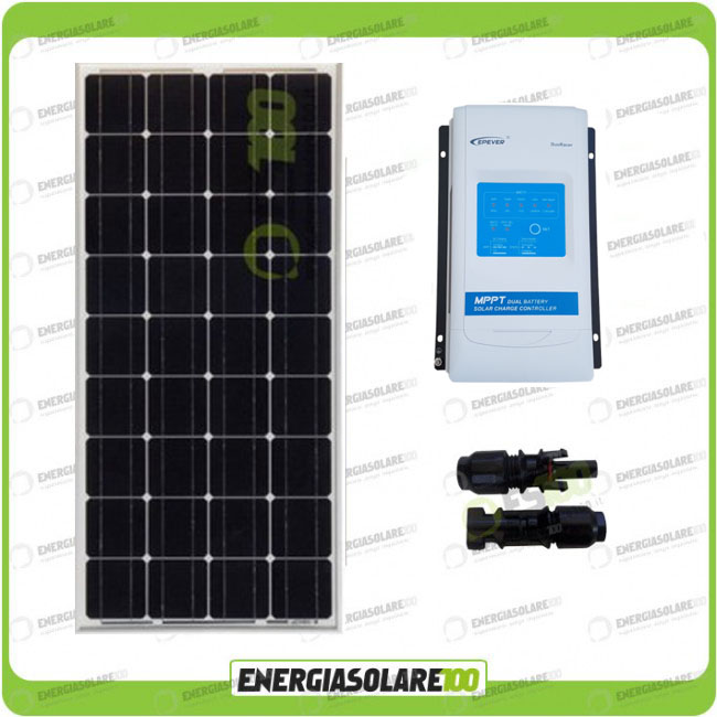 Kit fotovoltaico per camper con pannello 100Wp mono e regolatore MPPT